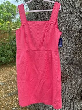 NWT Pendleton Spring Coral Pink Pinafore Midi Shift Dress.Size 18